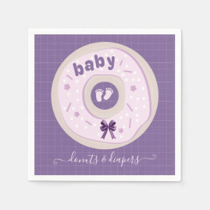 Lavendel Donuts en Luiers Sprinkle Baby shower Servet