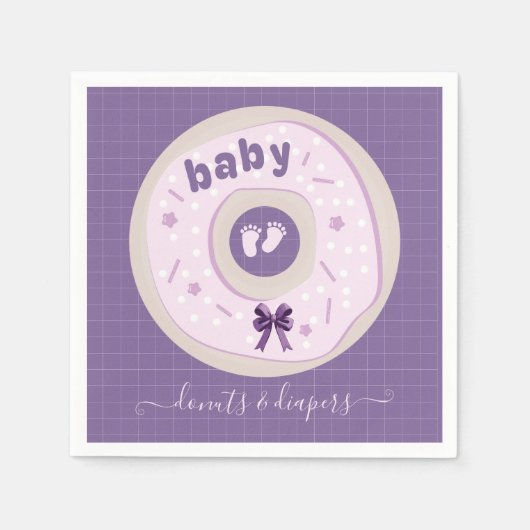 Lavendel Donuts en Luiers Sprinkle Baby shower Servet (Voorkant)