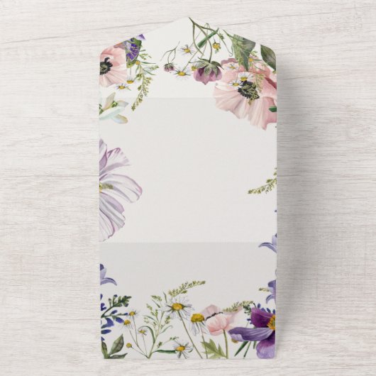 Lavendel Dreams: Anemone Wedding Invitation All In One Uitnodiging (Buitenkant)