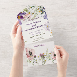 Lavendel Dreams: Anemone Wedding Invitation All In One Uitnodiging