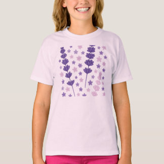 Lavendel Dreams – Elegante Paarse & Roze Bloemen P T-shirt