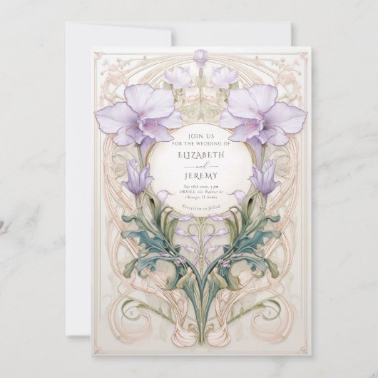 Lavendel Dreams Royal Victoriaans bloemenbruiloft Kaart (Voorkant)