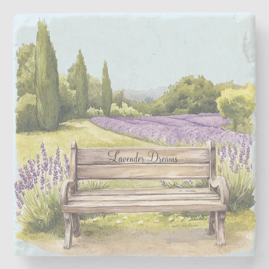 Lavendel Dromen Bank Stenen Onderzetter (Voorkant)
