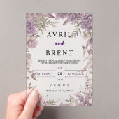 Lavendel Dromen Bloemen Huwelijk Acryl Uitnodiging (Insitu (Draagbaar))