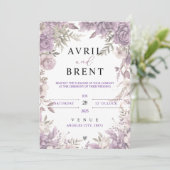 Lavendel Dromen Bloemen Huwelijksuitnodiging Kaart (Staand voorkant)