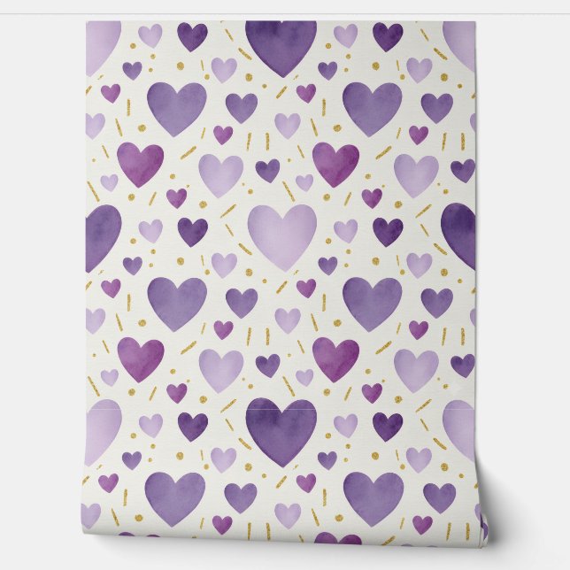 Lavendel Dromen & Vergulde Harten Behang (Afrollen)