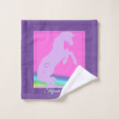 Lavendel eenhoorn silhouet Kinder Bad Handdoek (Wasdoekje)