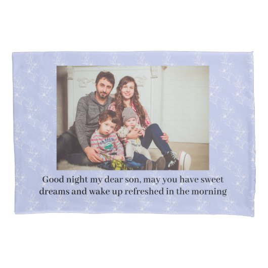 Lavendel Eenvoudig Bloemen Blauw w / Foto Kussensloop (Voorkant)