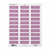 Lavendel Eenvoudig Modern Adreslabel Etiket (Full Sheet)