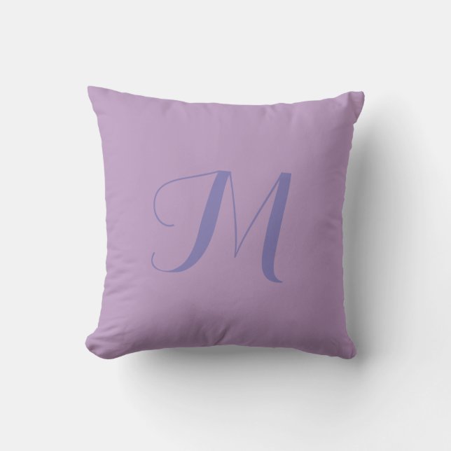 Lavendel Effen Kleur Monogram Buitenkussen (Voorkant)