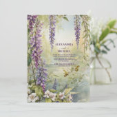 Lavendel Elegance Art Nouveau Bruiloft Kaart (Staand voorkant)