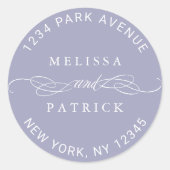 Lavendel Elegant Bruiloft Retouradres Ronde Sticker (Voorkant)