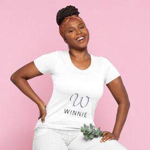 Lavendel Elegant Initiaal Zwart Naam   Modern T-shirt