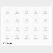 Lavendel Elegant Initiële Zwarte Naam | Modern  Ronde Sticker (Vel)