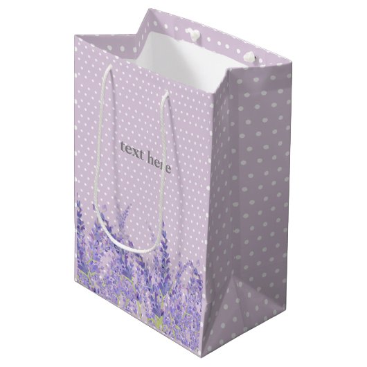 lavendel, elegant, modern, trendy, floraal, paars medium cadeauzakje (Voorkant Gekanteld)