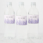 lavendel, elegant, modern, trendy, floraal, paars waterfles etiket (Flessen)