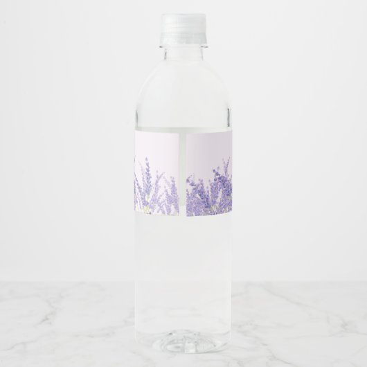 lavendel, elegant, modern, trendy, floraal, paars waterfles etiket (Achterkant)