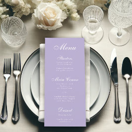 Lavendel Elegant Script Calligrafie Eenvoudig Paar Menu