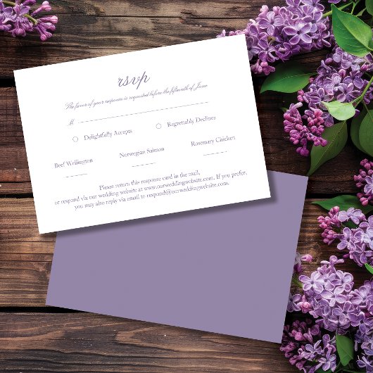 Lavendel Elegant Script Wedding RSVP