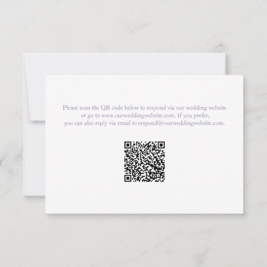 Lavendel Elegant Script Wedding RSVP met QR-code Kaartje (Achterkant)