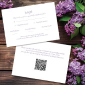 Lavendel Elegant Script Wedding RSVP met QR-code Kaartje
