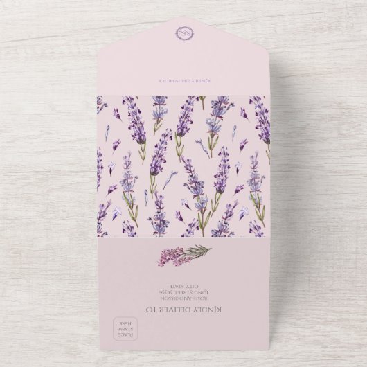 Lavendel Elegant Trouw Alles In Eén Uitnodiging (Buitenkant)