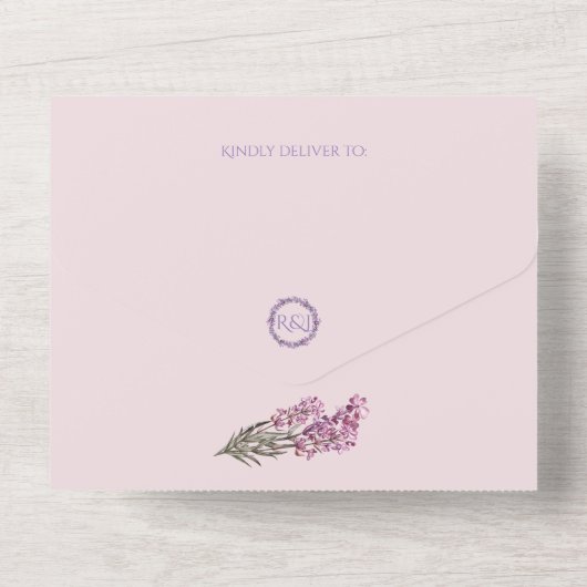 Lavendel Elegant Trouw Alles In Eén Uitnodiging (Achterkant)