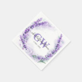 Lavendel Elegant Waterverf Monogram Bruiloft Servet (Hoek)