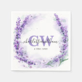Lavendel Elegant Waterverf Monogram Huwelijk Servet (Voorkant)