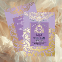 Lavendel Elegante Artdeco Diamanten Monogram Trouw