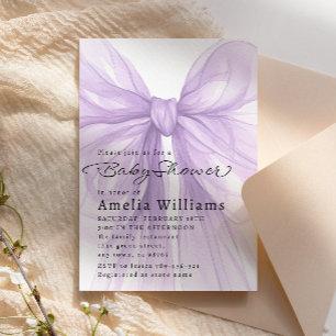 Lavendel Elegante Baby Shower Strikte Boog Kaart