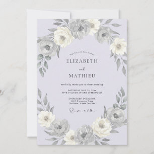 Lavendel Elegante Botanische Bruiloft Kaart