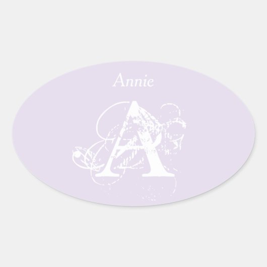 Lavendel Elegante Moderne Eenvoudige Typografie Mo Ovale Sticker (Voorkant)