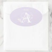 Lavendel Elegante Moderne Eenvoudige Typografie Mo Ovale Sticker (Tas)