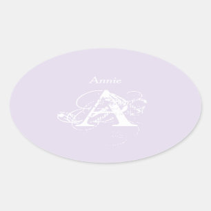 Lavendel Elegante Moderne Eenvoudige Typografie Mo Ovale Sticker