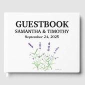 Lavendel Elegante Waterverf Paarse Bloemen Bruilof Gastenboek (Voorkant)