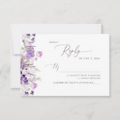 Lavendel elegante wilde bloemen bruiloft RSVP kaar (Voorkant)