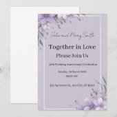 Lavendel Elegantie: Bruiloft Jubileum Uitnodiging (Voorkant / Achterkant)