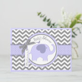 Lavendel Elephant Bird Chevron Print Baby shower Kaart (Staand voorkant)