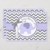 Lavendel Elephant Bird Chevron Print Baby shower Kaart (Voorkant / Achterkant)