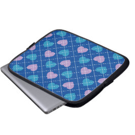 Lavendel en Baby Blue Hearts Argyle Laptop Sleeve