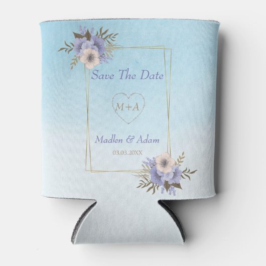 Lavendel en beige bloemengoud Lijst Blikjeskoeler (Voorkant)