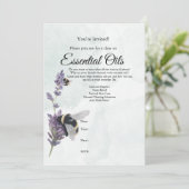 Lavendel en Bijen Etherische Olie Klas Uitnodiging (Staand voorkant)