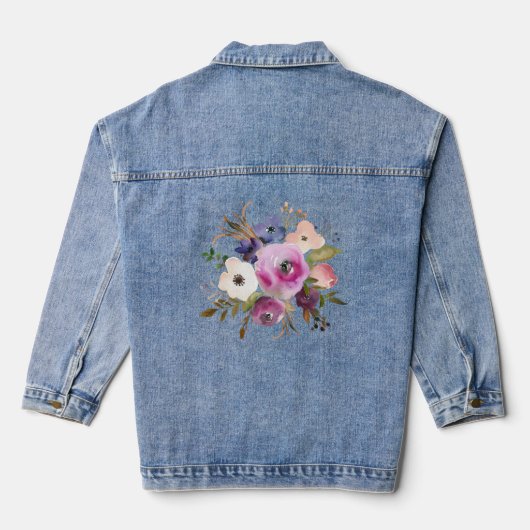 Lavendel en Blauw Bloemen Boeket Denim Jacket (Achterkant)