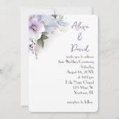 Lavendel en Blauw Bloemen Bruiloft Uitnodigen Kaart (Voorkant)