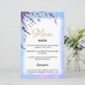 Lavendel en blauw Elegant Bloemen Waterverf Menu (Staand voorkant)