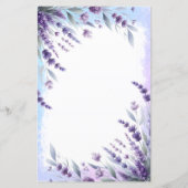 Lavendel en blauw Elegant Bloemen Waterverf Menu (Achterkant)