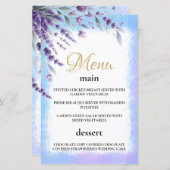Lavendel en blauw Elegant Bloemen Waterverf Menu (Voorkant / Achterkant)