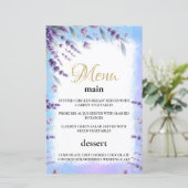 Lavendel en blauw Elegant Bloemen Waterverf Menu (Staand voorkant)