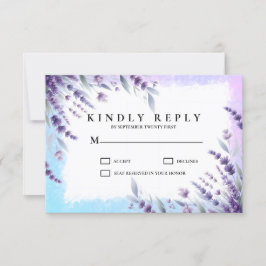 Lavendel en Blauwe Elegante Bloemen Waterverf RSVP Kaartje